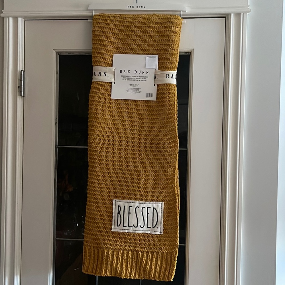 Rae Dunn - BLESSED - chenille blanket